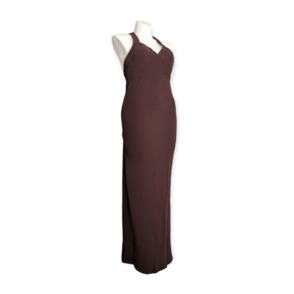 HOSS INTROPIA elegant burgundy brown sweetheart halter neck maxi gown - Picture 7 of 12